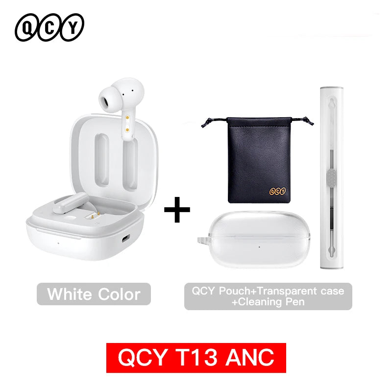 QCY T13 ANC TWS Bluetooth 5.3 - Cancelamento Ruído 4 Microfones ENC 30h