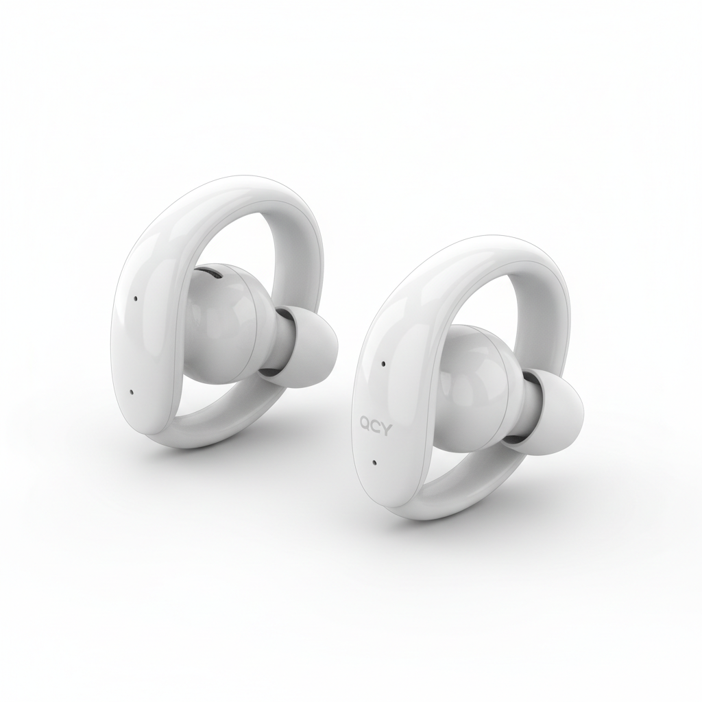 QCY Crossky C30 fones de ouvido clip em branco Bluetooth 5.4 sem fio - fotografia premium