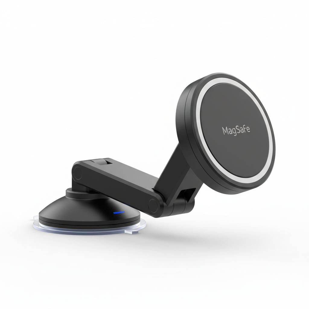 Suporte Carro MagSafe 360° Preto - Magnético Dobrável Painel Pára-Brisa GPS