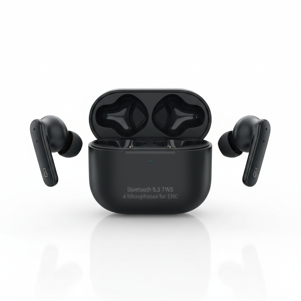 QCY-T13 ANC fones de ouvido sem fio em preto Bluetooth 5.3 - fotografia premium