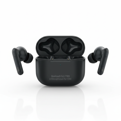 QCY-T13 ANC fones de ouvido sem fio em preto Bluetooth 5.3 - fotografia premium