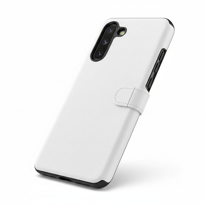 Luxo magnético couro branco cor sólida Samsung Galaxy S23 Ultra S22 Plus à prova de choque