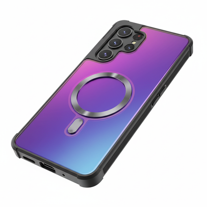 Capa Luxo Magnética Samsung Galaxy S25 S24 Ultra Roxo - Mudança Cor Laser Dupla Camada MagSafe