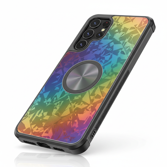 Capa Luxo Magnética Samsung Galaxy S25 S24 Ultra Mudança Cor Laser Dupla Camada MagSafe