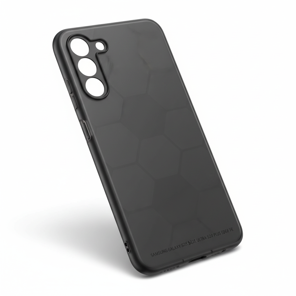 Capa transparente Samsung Galaxy S25 S24 S23 em preto fumê TPU macio - fotografia premium