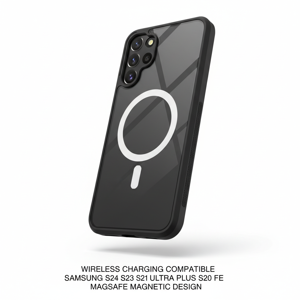 Capa MagSafe Samsung TPU+PC em preto carregamento sem fio à prova de choque - fotografia premium