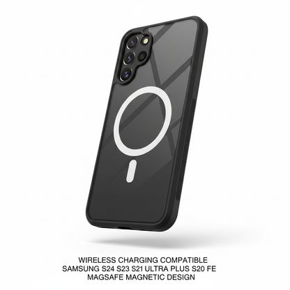 Capa MagSafe Samsung TPU+PC em preto carregamento sem fio à prova de choque - fotografia premium