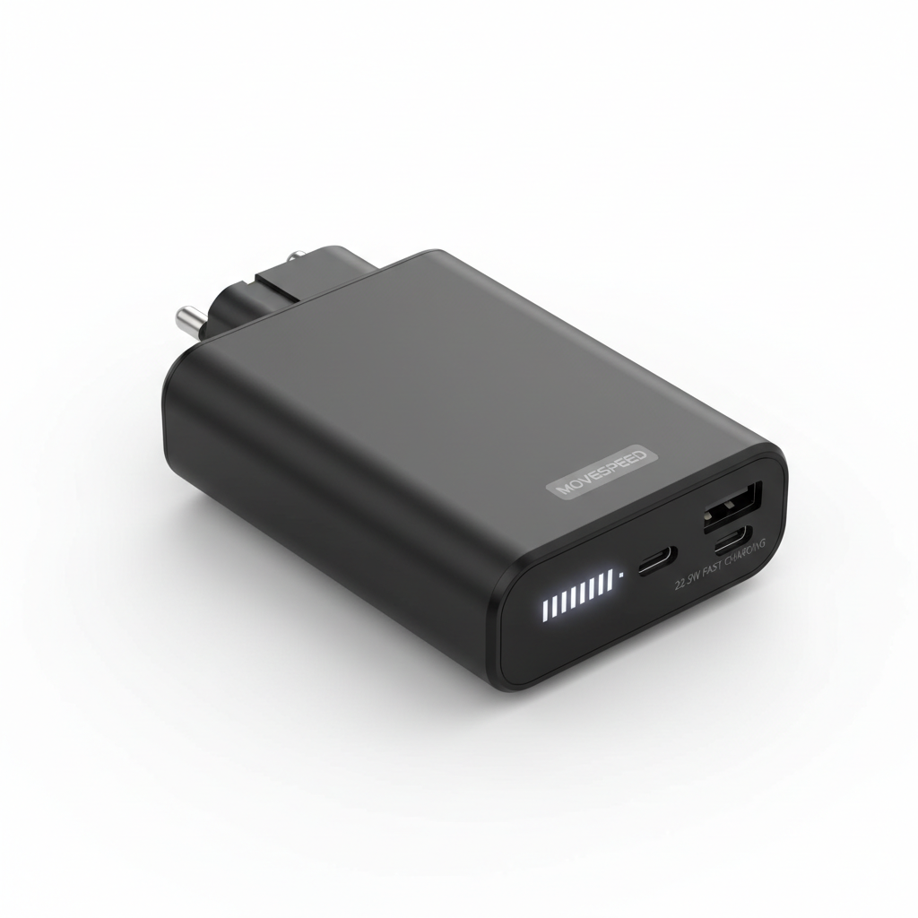 MOVESPEED MSP17 power bank 10000mAh preto com plugue UE dobrável e carregamento rápido 22.5W