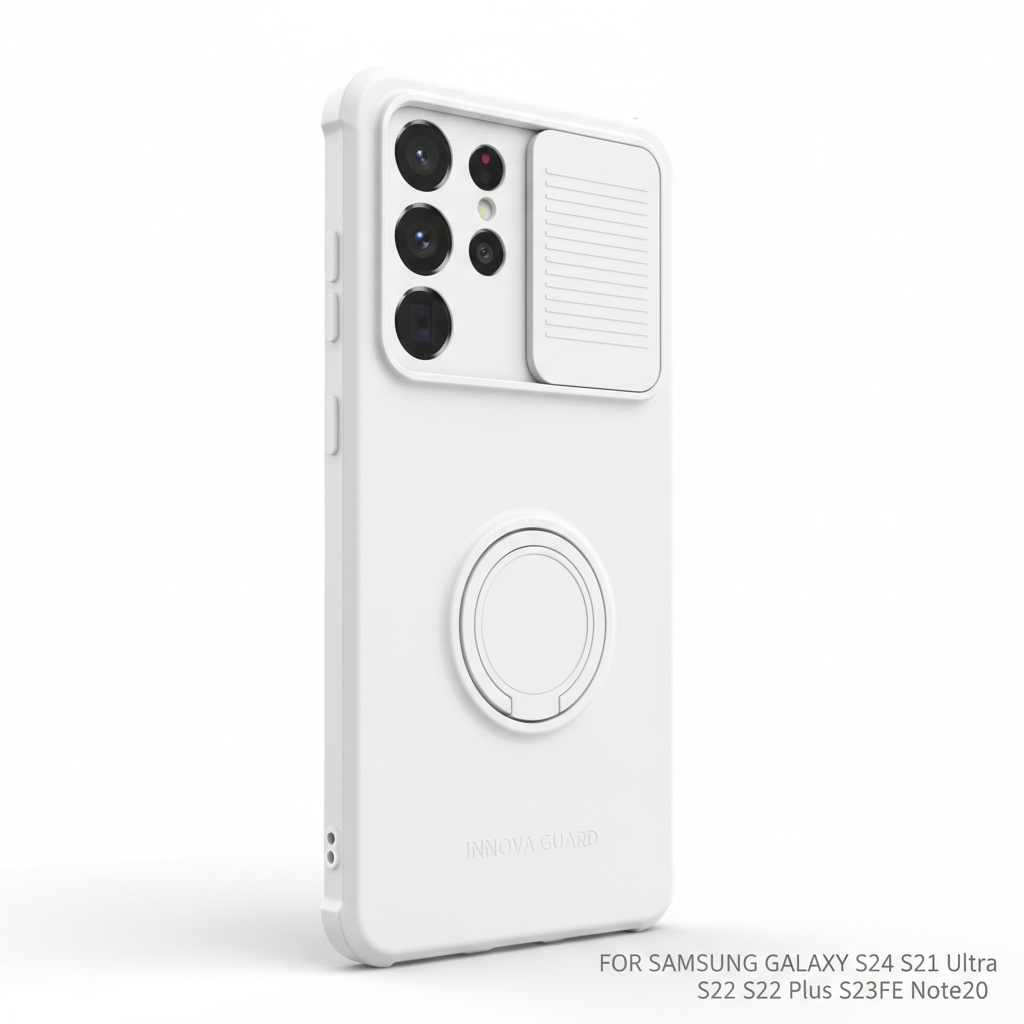 Capa Samsung Galaxy com proteção de câmera slider em branco 360 proteção completa - fotografia premium