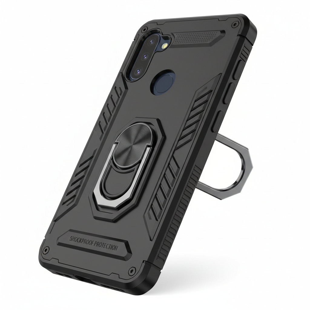 Capa magnética Samsung Galaxy em preto com suporte giratório 360 à prova de choque - fotografia premium