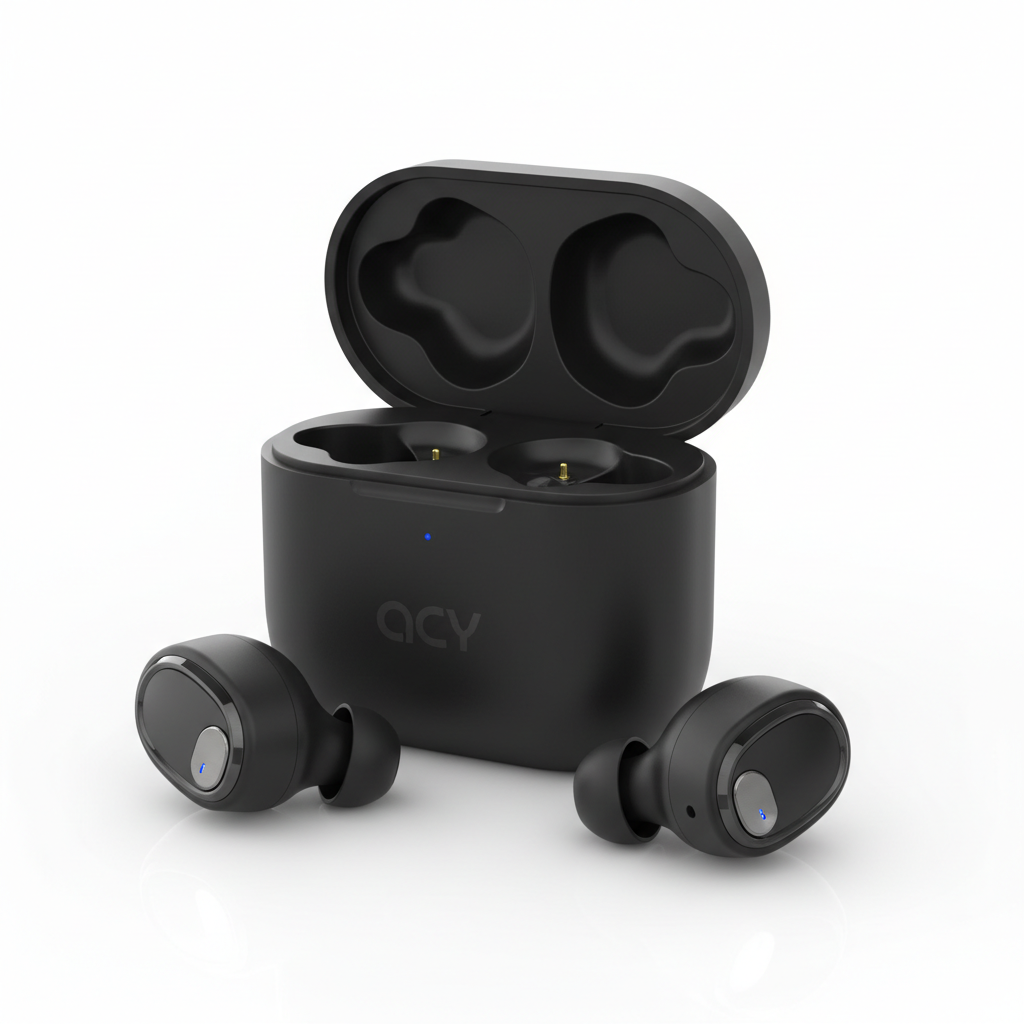 Qcy ht05 anc fones de ouvido sem fio em preto - fotografia premium