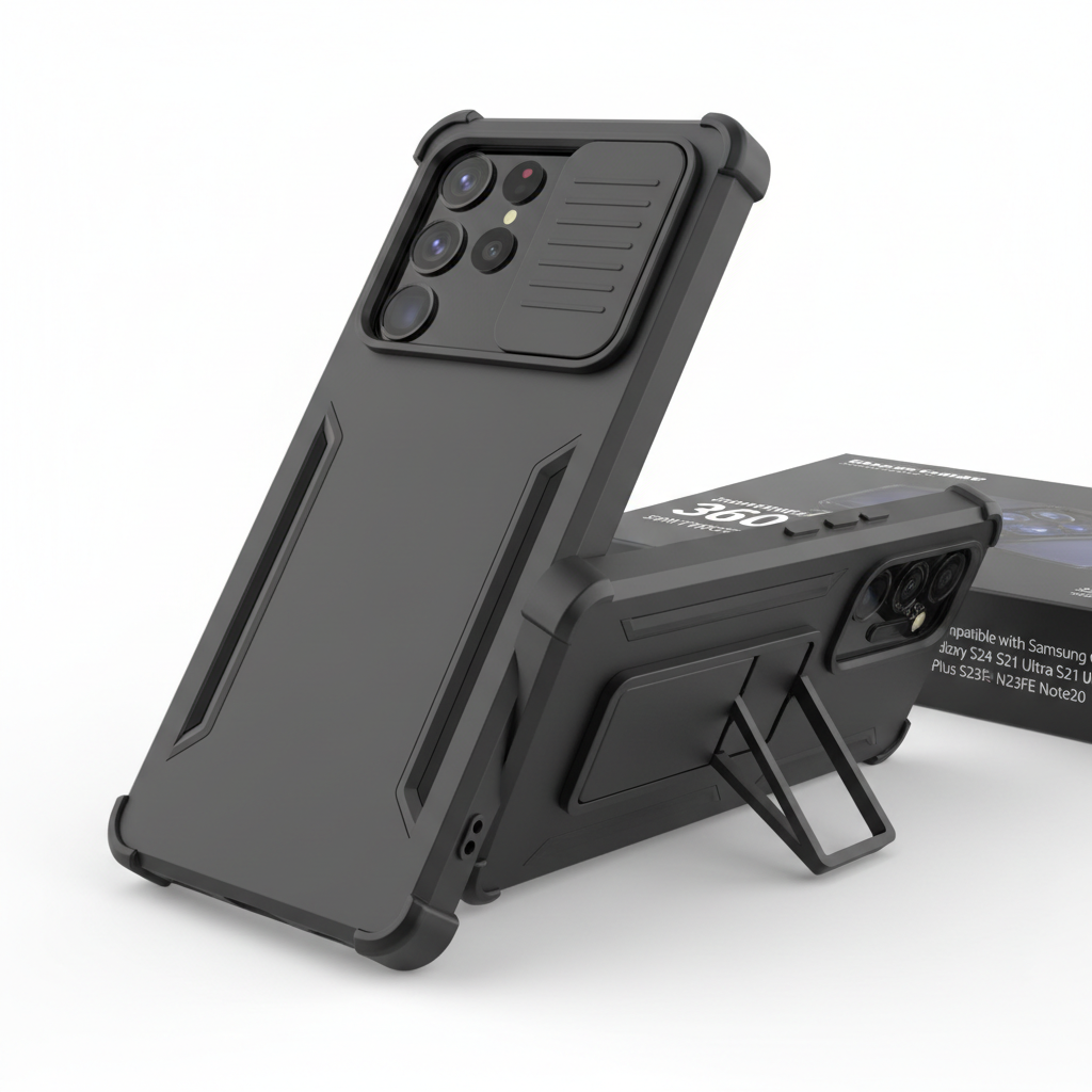 Capa Samsung Galaxy com proteção de câmera slider em preto 360 proteção completa - fotografia premium