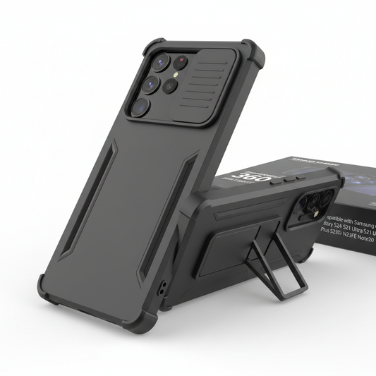 Capa Samsung Galaxy com proteção de câmera slider em preto 360 proteção completa - fotografia premium