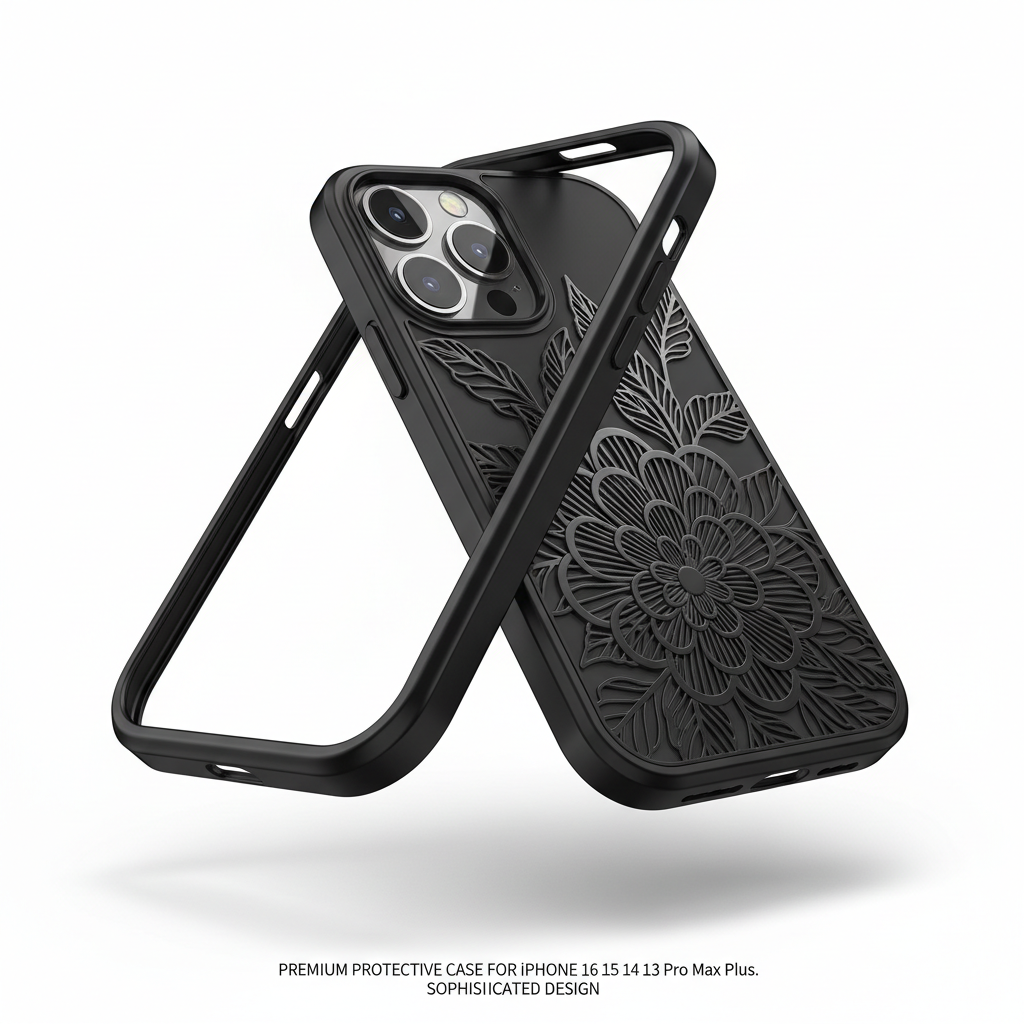 Capa Magnética Flor iPhone Preta 2 em 1 - Design Sofisticado Destacável | Compre Já