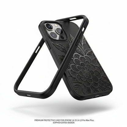 Capa Magnética Flor iPhone Preta 2 em 1 - Design Sofisticado Destacável | Compre Já