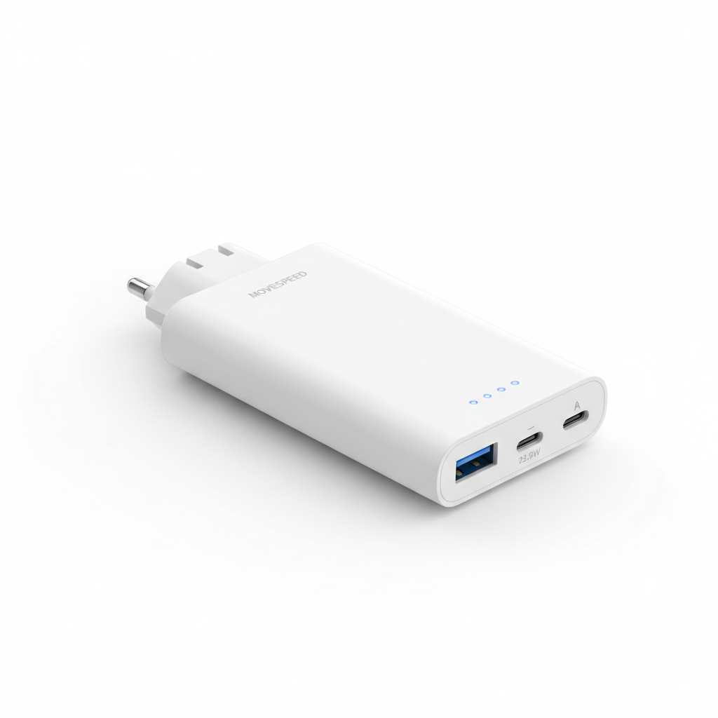 MOVESPEED MSP17 power bank 10000mAh branco com plugue UE dobrável e carregamento rápido 22.5W