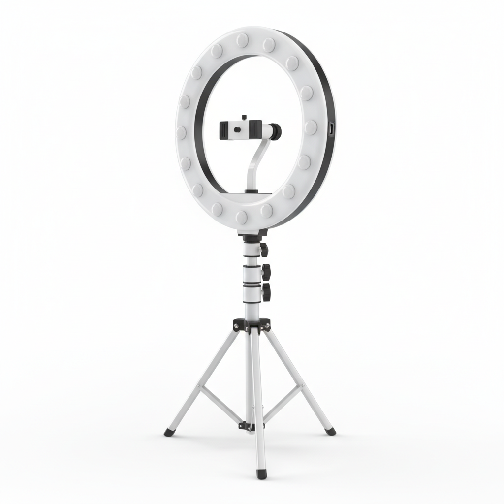 Luz anel LED 45cm branca com suporte tripé ajustável para fotografia profissional