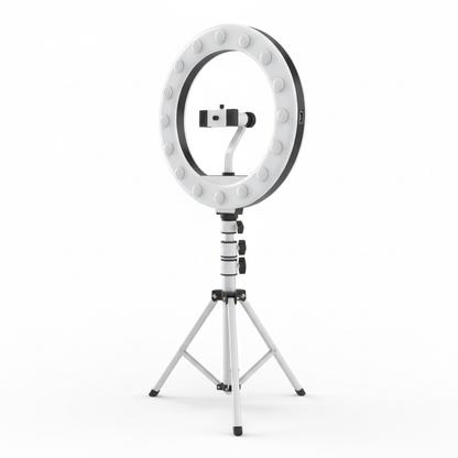 Luz anel LED 45cm branca com suporte tripé ajustável para fotografia profissional