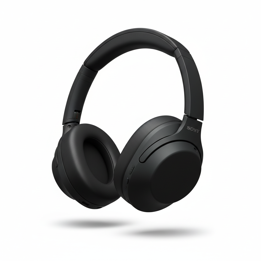 Sony WH-1000XM5 auscultadores sem fios em preto com cancelamento de ruído - fotografia premium