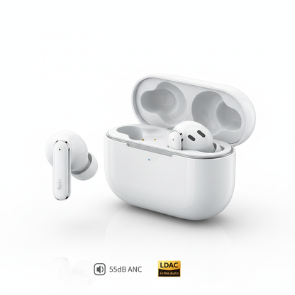 Xiaomi Redmi Buds 6 Pro em branco com LDAC e cancelamento de ruído 55dB - fotografia premium
