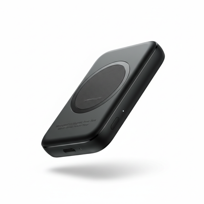 Movespeed S05 power bank magnético 5000mAh em preto bateria externa sem fio - fotografia premium