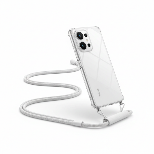 Capa Xiaomi Redmi Note 14 Pro Branca com Corda - Design Crossbody Mãos Livres | Envio Rápido