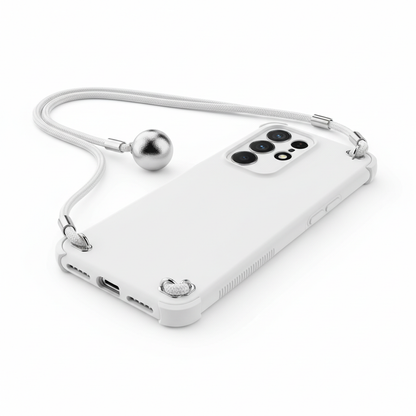 Capa branca com corda suspensa e pingente anti-choque para Xiaomi Redmi Note 14 Pro 5G