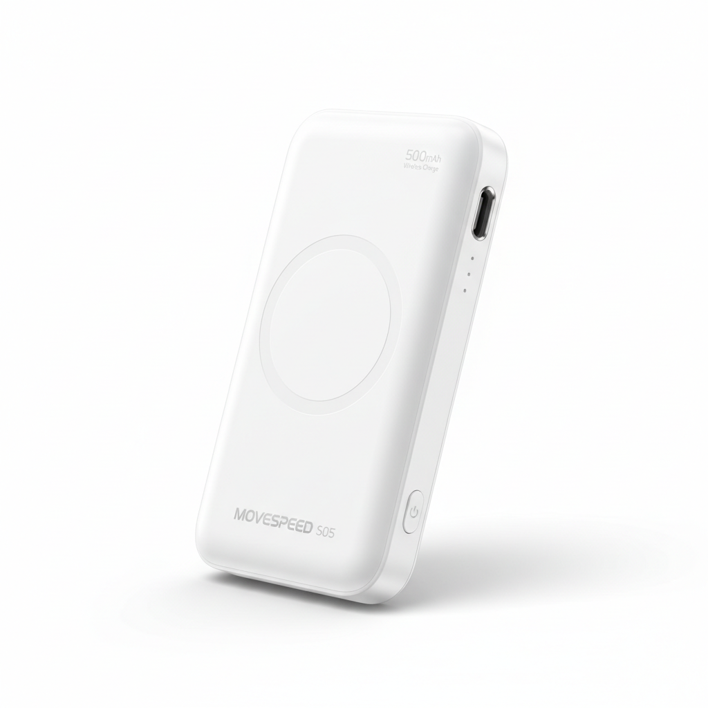 Movespeed S05 power bank magnético 5000mAh em branco bateria externa sem fio - fotografia premium
