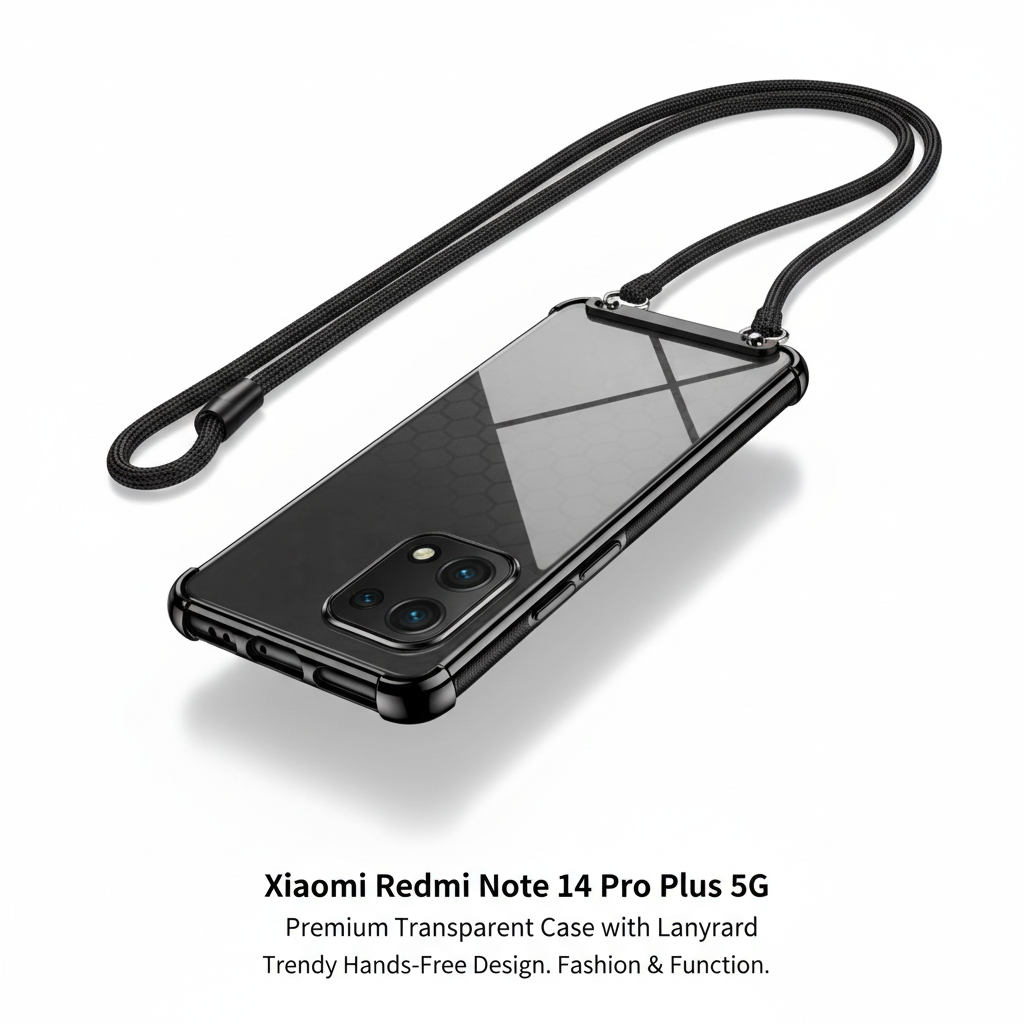 Capa Xiaomi Redmi Note 14 Pro Preta com Corda - Proteção Anti-Choque Estilo | Compre Já