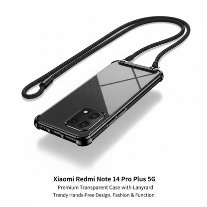 Capa Xiaomi Redmi Note 14 Pro Preta com Corda - Proteção Anti-Choque Estilo | Compre Já