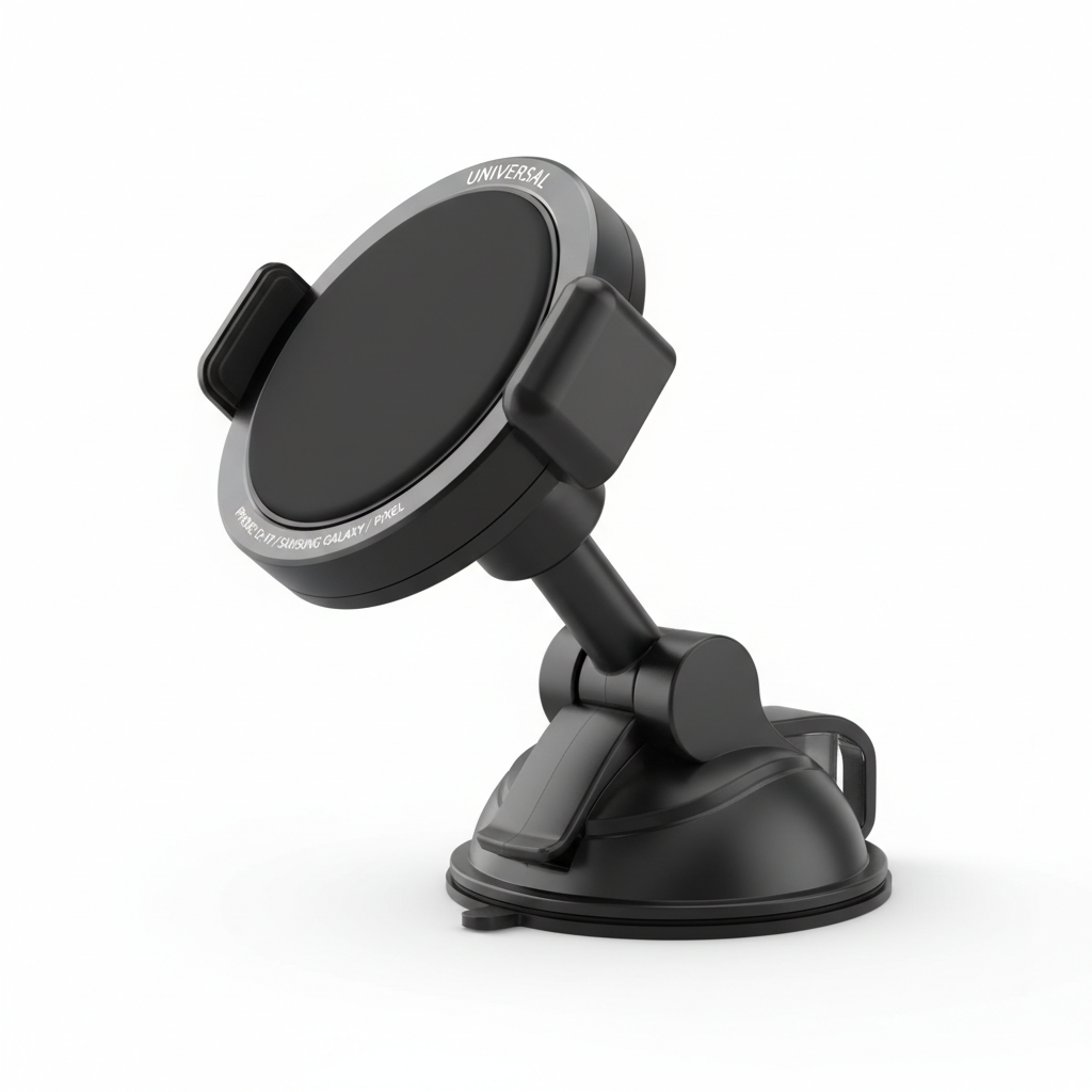 Suporte Carro Vácuo Magnético Reutilizável Preto - Universal iPhone 12-17 Samsung Galaxy Pixel