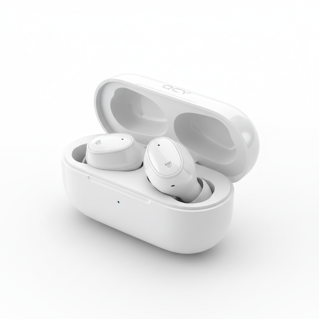 QCY MeloBuds Pro TWS ANC 46dB Branco - Bluetooth 5.3 LDAC Áudio Alta Resolução 34h Resistente Água