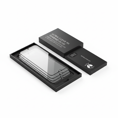 Protetor de tela vidro temperado Samsung Galaxy 4 peças embalagem preta - fotografia premium