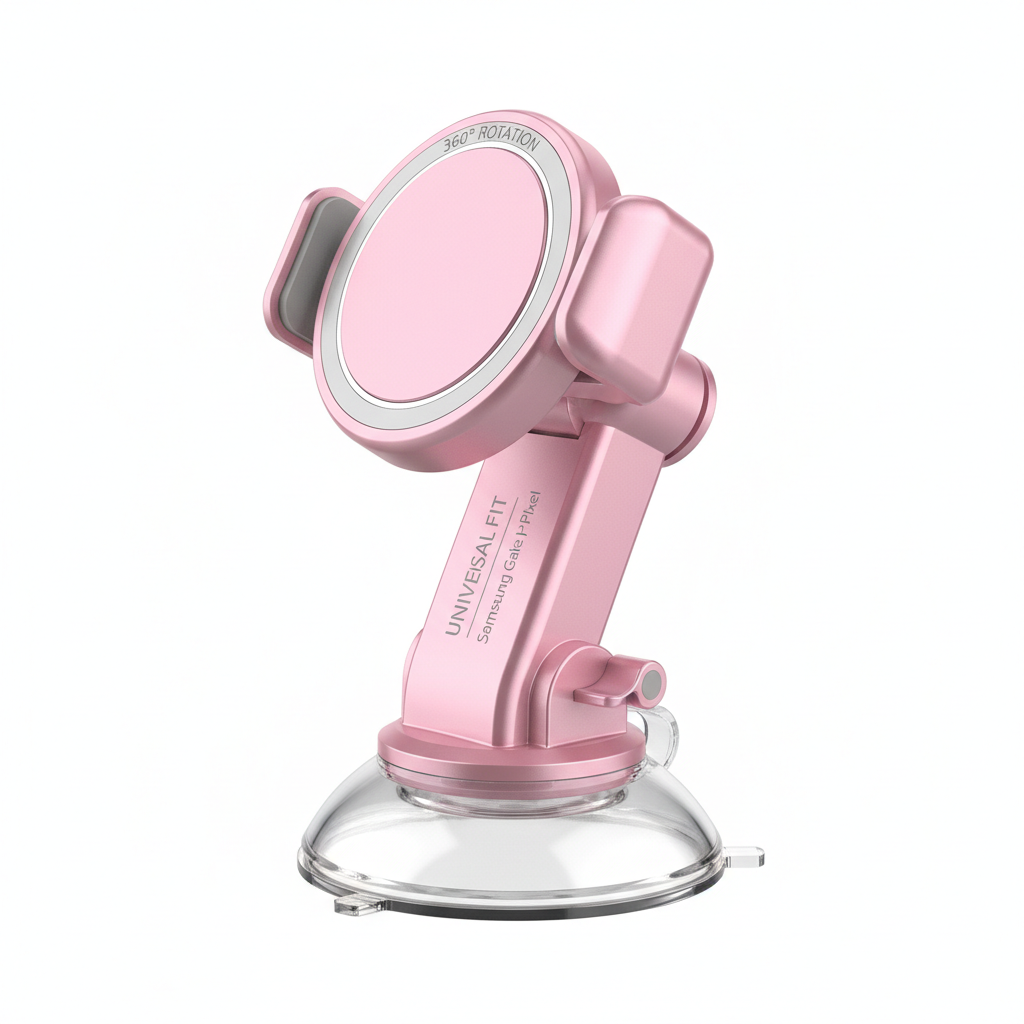 Suporte Carro Vácuo Magnético Reutilizável Rosa - Universal iPhone 12-17 Samsung Galaxy Pixel