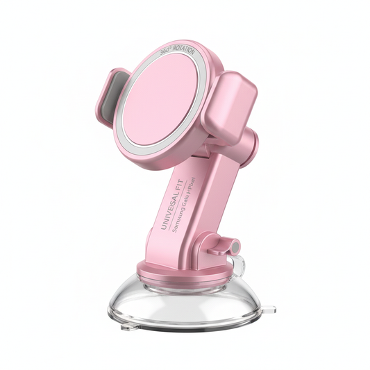 Suporte Carro Vácuo Magnético Reutilizável Rosa - Universal iPhone 12-17 Samsung Galaxy Pixel