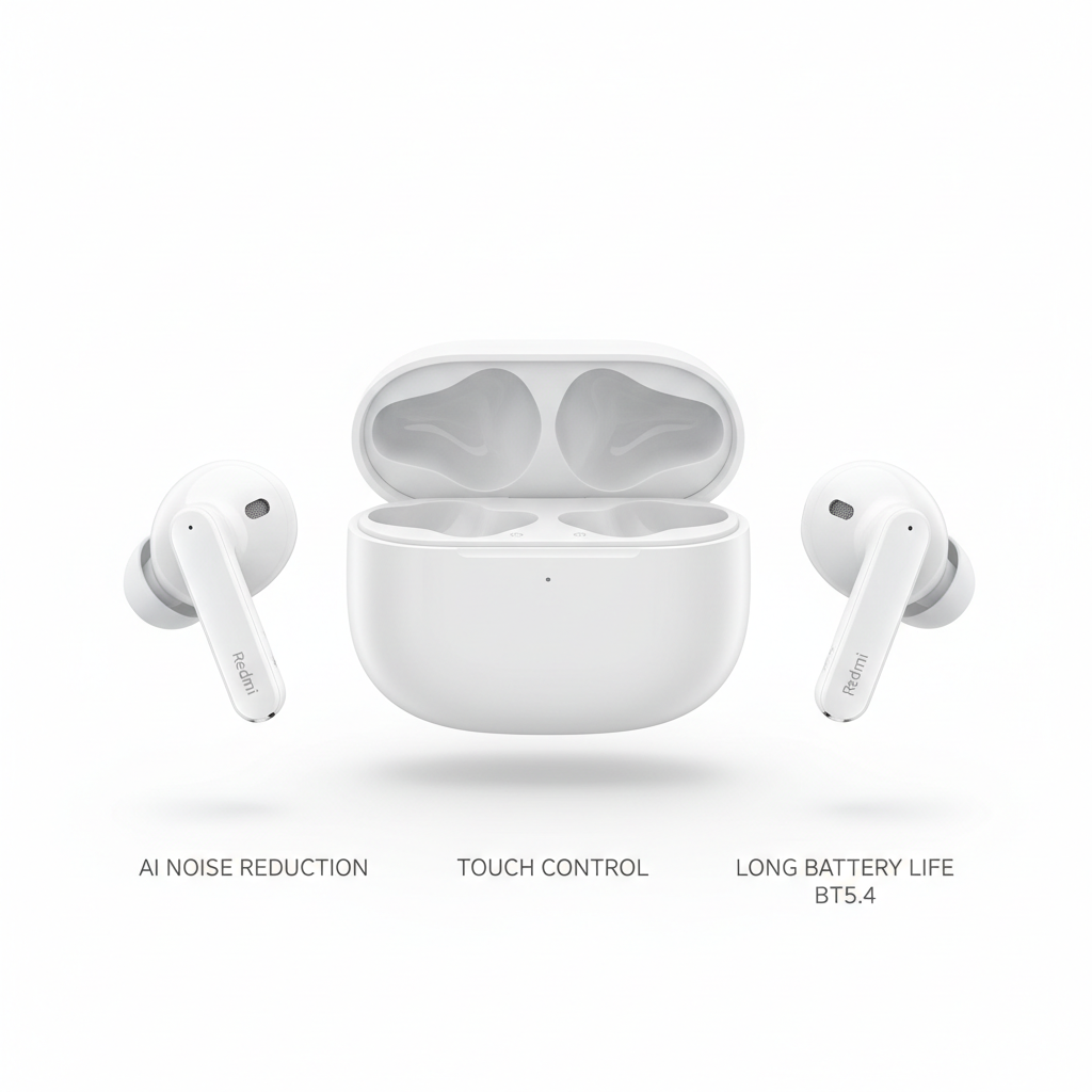 Xiaomi Redmi Buds 6 Play em branco fone de ouvido sem fio Bluetooth redução de ruído AI - fotografia premium
