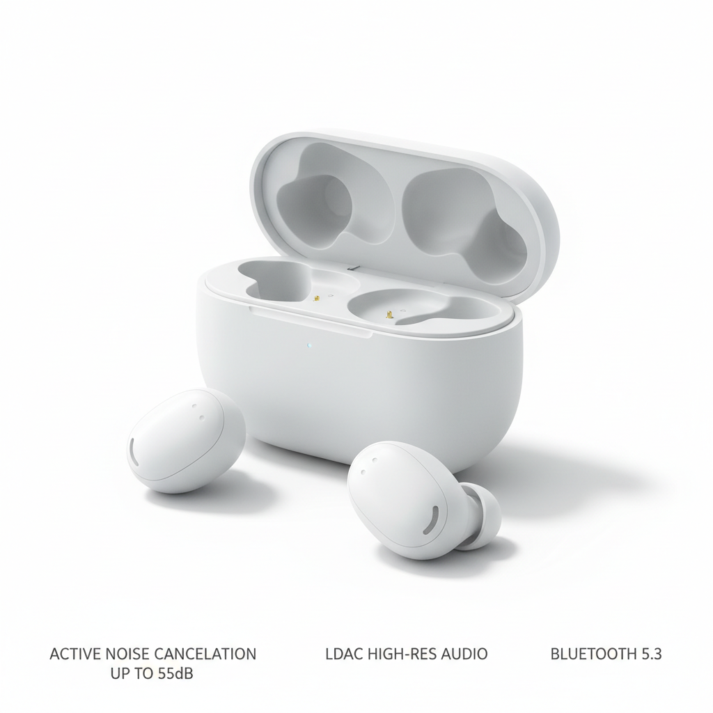 Xiaomi Redmi Buds 6 Pro em branco com cancelamento de ruído ativo LDAC - fotografia premium