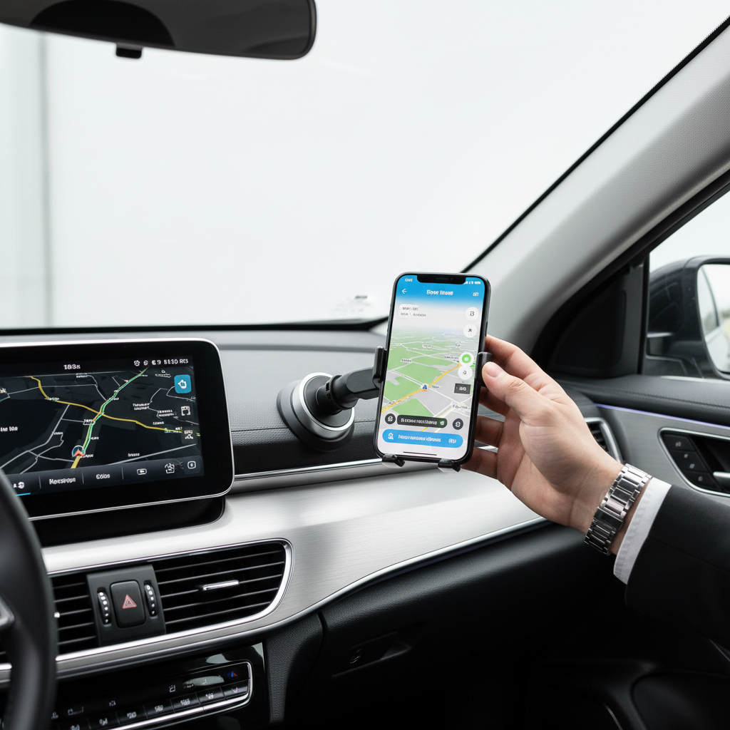 Suporte Carro Gravidade 360° Automático Painel Universal - Condutor a Usar GPS