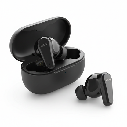 QCY T13 ANC wireless earbuds - premium commercial shot