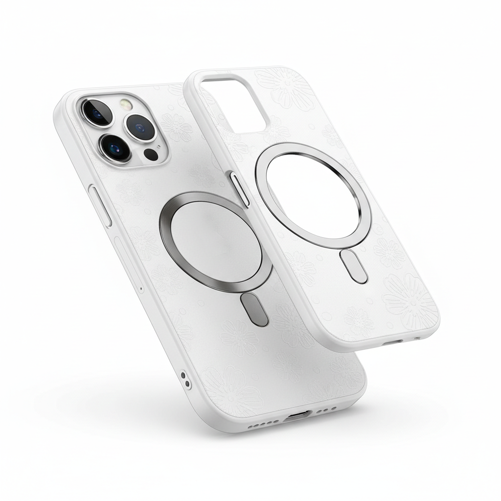 Capa magnética 2 em 1 branca para iPhone 17 16 15 14 com carregamento MagSafe sem fio