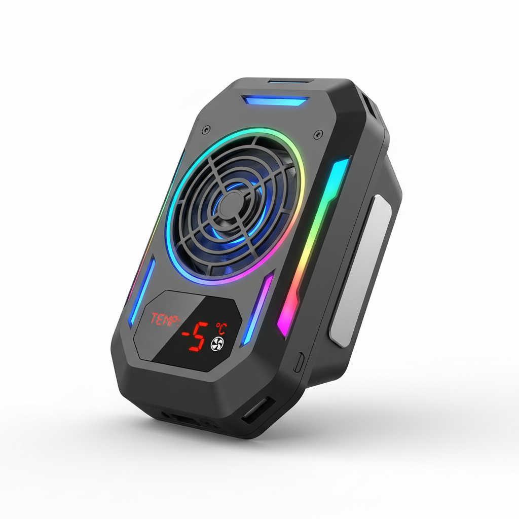 Cooler Gaming SR17 Preto Semicondutor Magnético Display Digital RGB Ventilador Portátil Universal