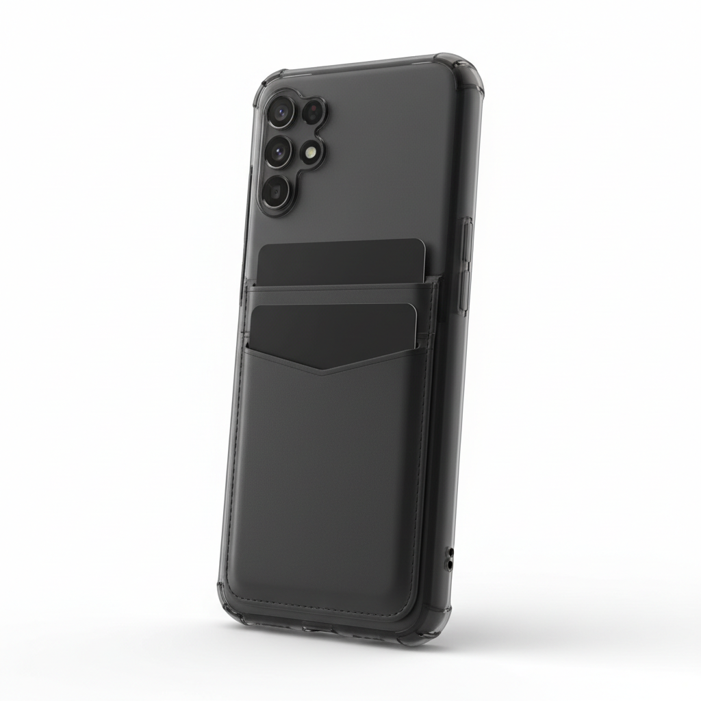 Capa carteira Samsung Galaxy A56 A55 A36 em preto com porta-cartões - fotografia premium