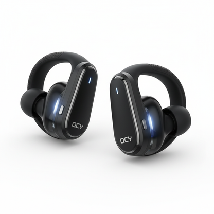 QCY Crossky C30 fones de ouvido clip em preto Bluetooth 5.4 sem fio - fotografia premium