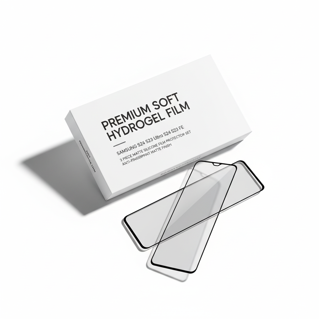 Película de hidrogel macia Samsung S25 S24 S23 Ultra 2 peças embalagem branca - fotografia premium