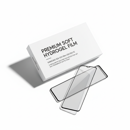 Película de hidrogel macia Samsung S25 S24 S23 Ultra 2 peças embalagem branca - fotografia premium