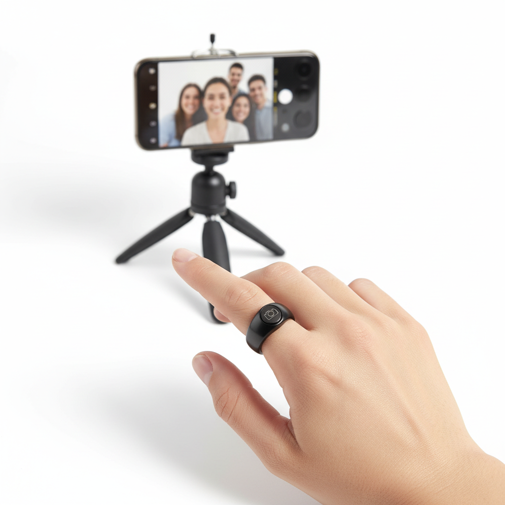 Anel Controlo Remoto Bluetooth 60h - Obturador Câmera Page Turner Portátil Dedo Universal